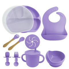 Purple 8-piece silicone baby meal set