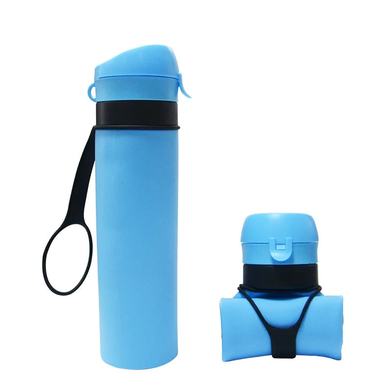 Blue 600ML Silicone Foldable Water Bottle