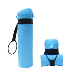 Blue 600ML Silicone Foldable Water Bottle