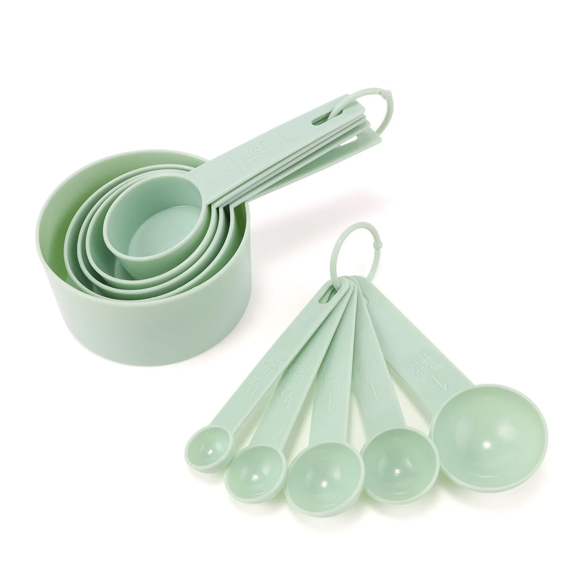 Green 10-Piece Measuring Silicone Spoons and Cups