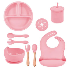 Pink Silicone Food-Grade Baby Feeding Set