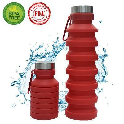 Red Collapsible Silicone Water Bottle