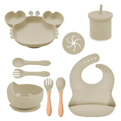 light brown Silicone Baby Bibs and Bowl Set