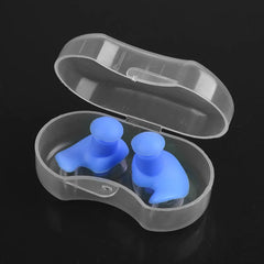 Without nose clip White Blue Silicone Ear Plugs And Nose Clip Set