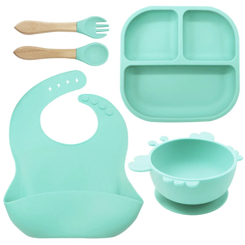 8-piece Bear Silicone Baby Utensils | Feeding Set