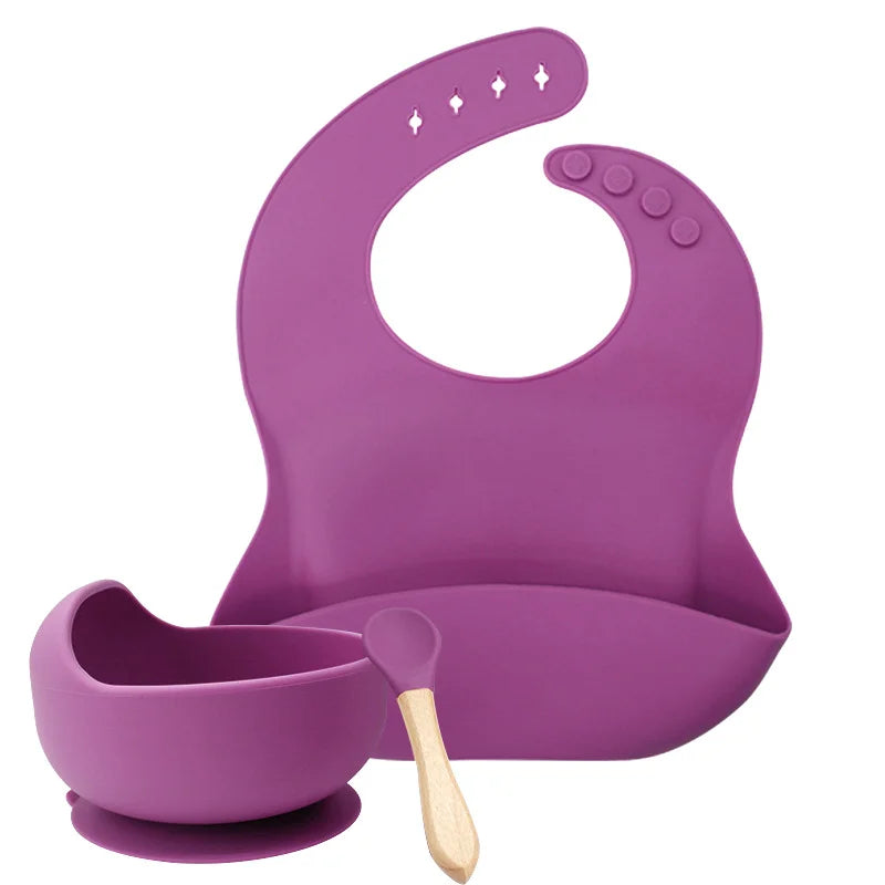 Dark Purple 3-Piece Baby Feeding Set