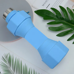 Blue Dumbbell folding Customizable Silicone Water Bottle